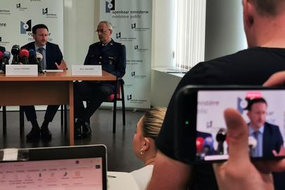 Director of General operations Frederic Moreels, Brussels' King's Prosecutor Julien Moinil and Director of the Brussels Judicial Police Eric Jacobs pictured during a press conference by the Brussels Public Prosecutor's Office regarding the recent shootings in Brussels, on Tuesday 12 August 2025. They will present an overview of the shootings as well as the response and measures taken by the prosecution.
BELGA PHOTO MATEUSZ KUKULKA