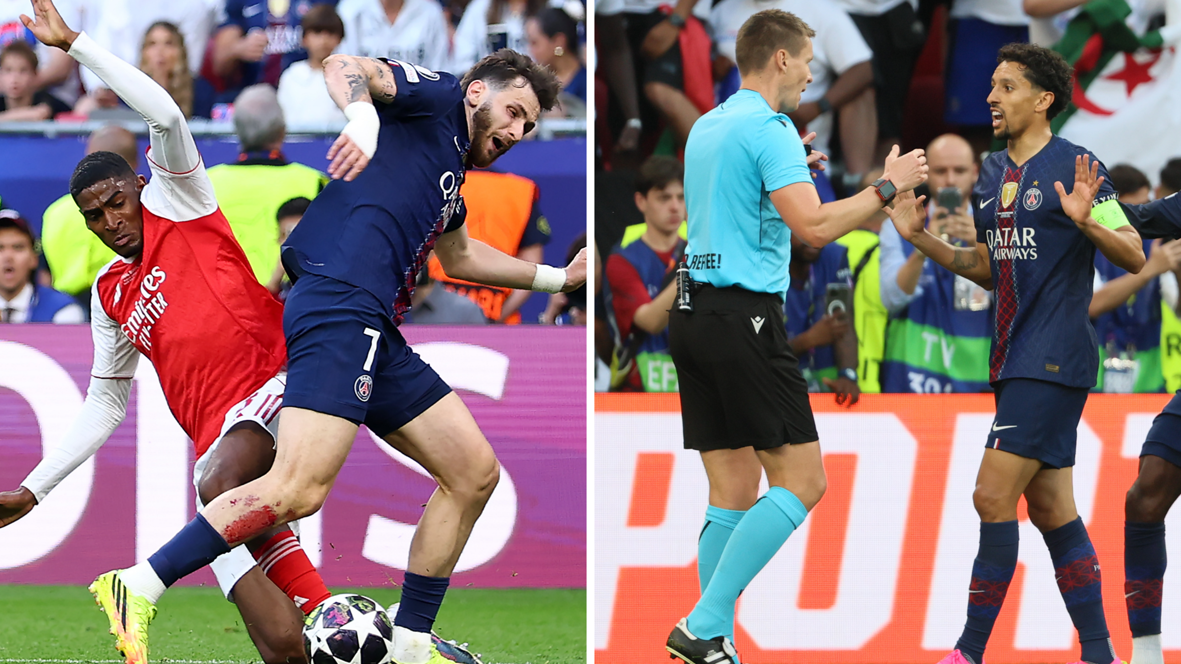 VIDEO. Komt Arsenal hier goed weg? PSG klimt langszij dankzij penalty, Mosquera ontsnapt aan tweede gele kaart