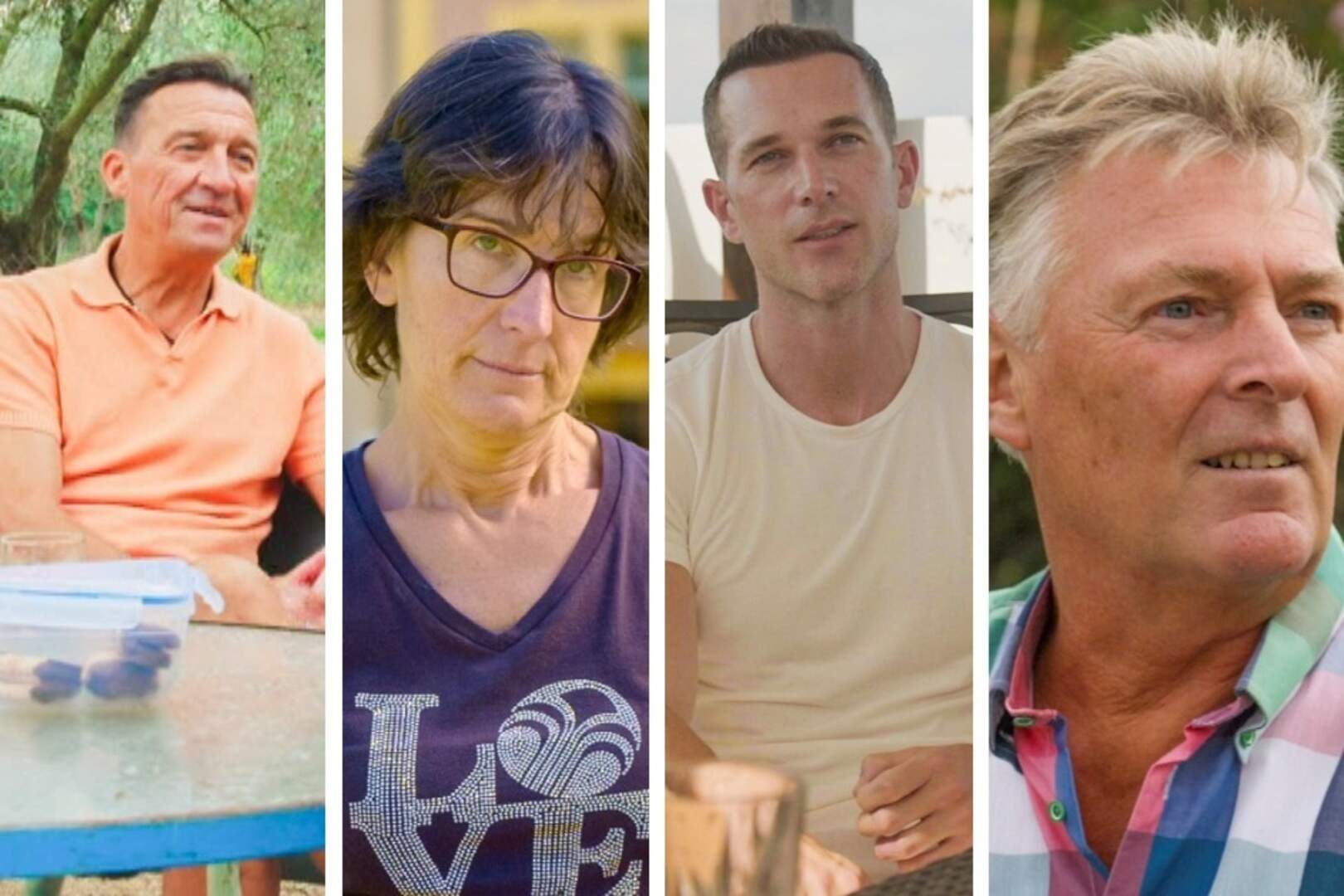 Deelnemers Dirk, Isabelle, Ken en Jelmont uit ‘B&B zoekt lief’. 