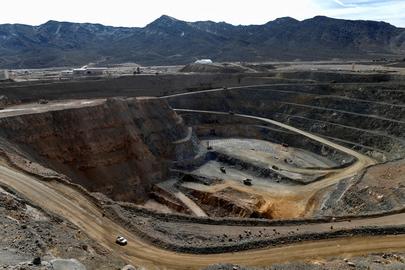 FILE PHOTO: A view of the MP Materials rare earth open-pit mine in Mountain Pass, California, U.S. January 30, 2020. Picture taken January 30, 2020. REUTERS/Steve Marcus/File Photo