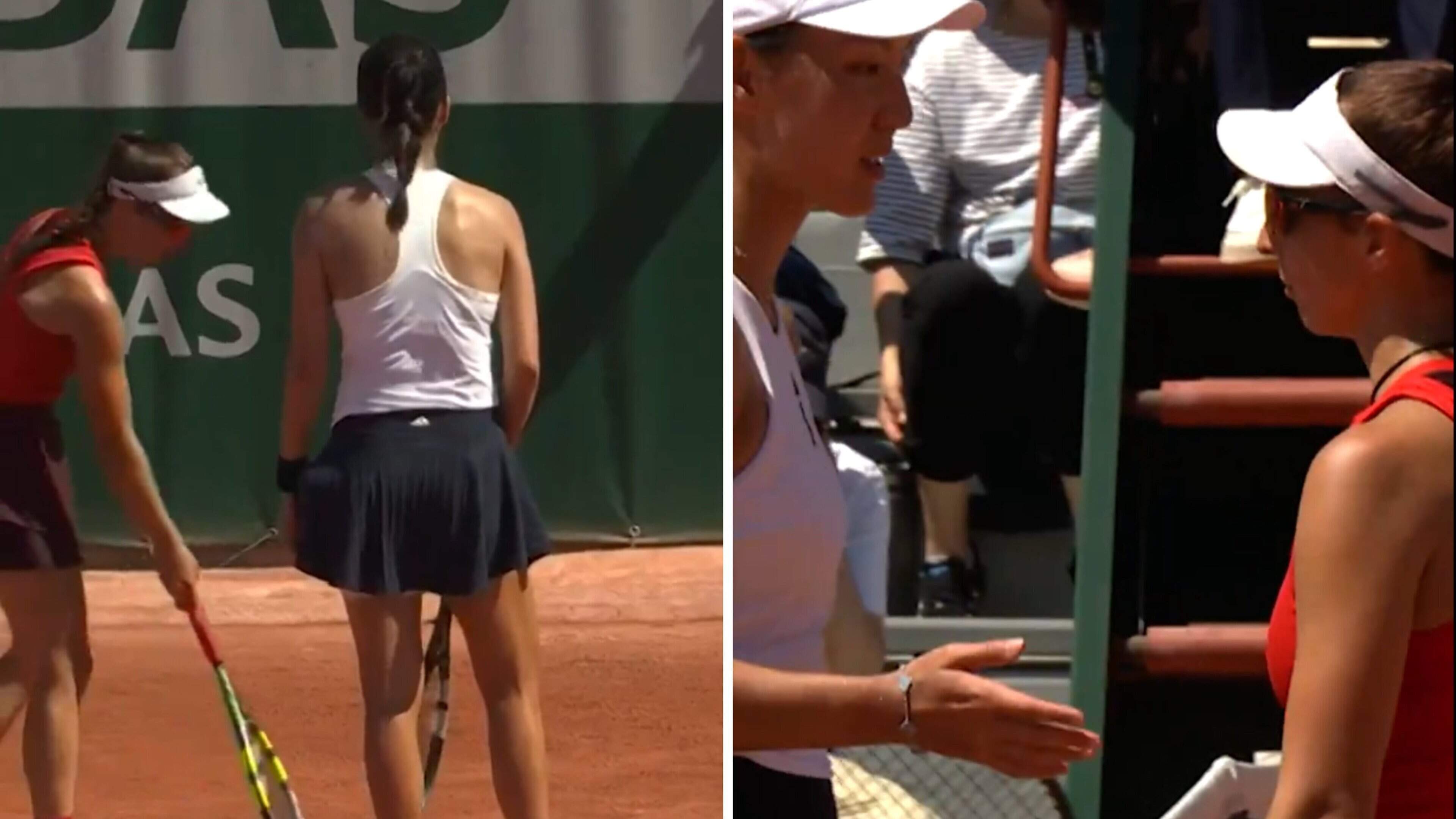 VIDEO. IJskoude sfeer na bloedhete wedstrijd op Roland Garros: controversiële call leidt tot discussie aan het net