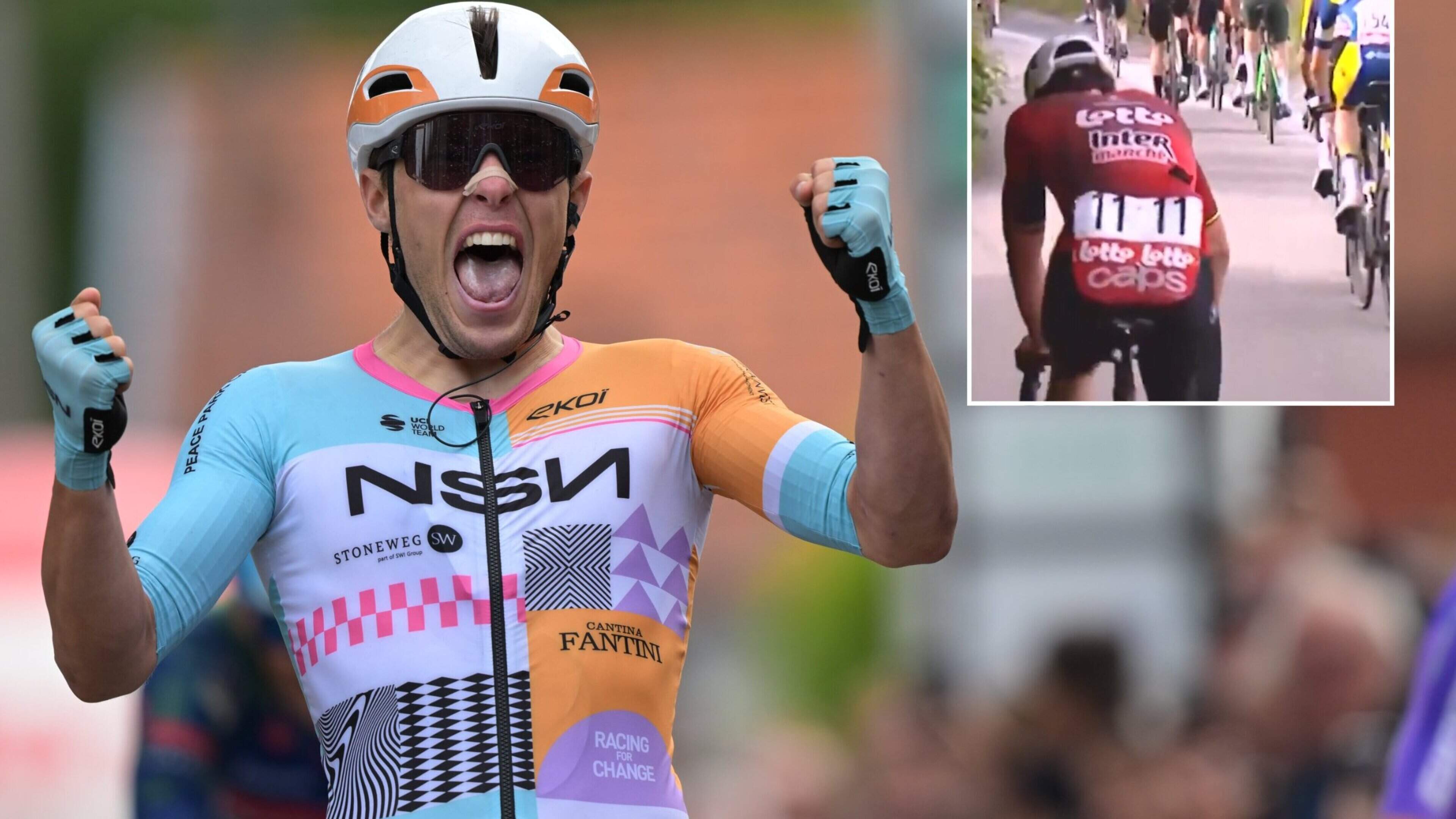 VIDEO. Corbin Strong verslaat Paul Magnier in sprint der stervende zwanen en wint Circuit Franco-Belge , topfavoriet Arnaud De Lie ontploft nog voor finale